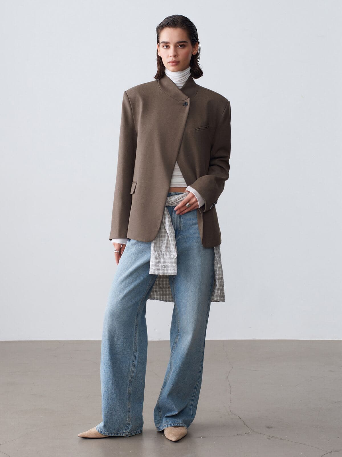 Asimetrik Kapamalı Oversize Blazer