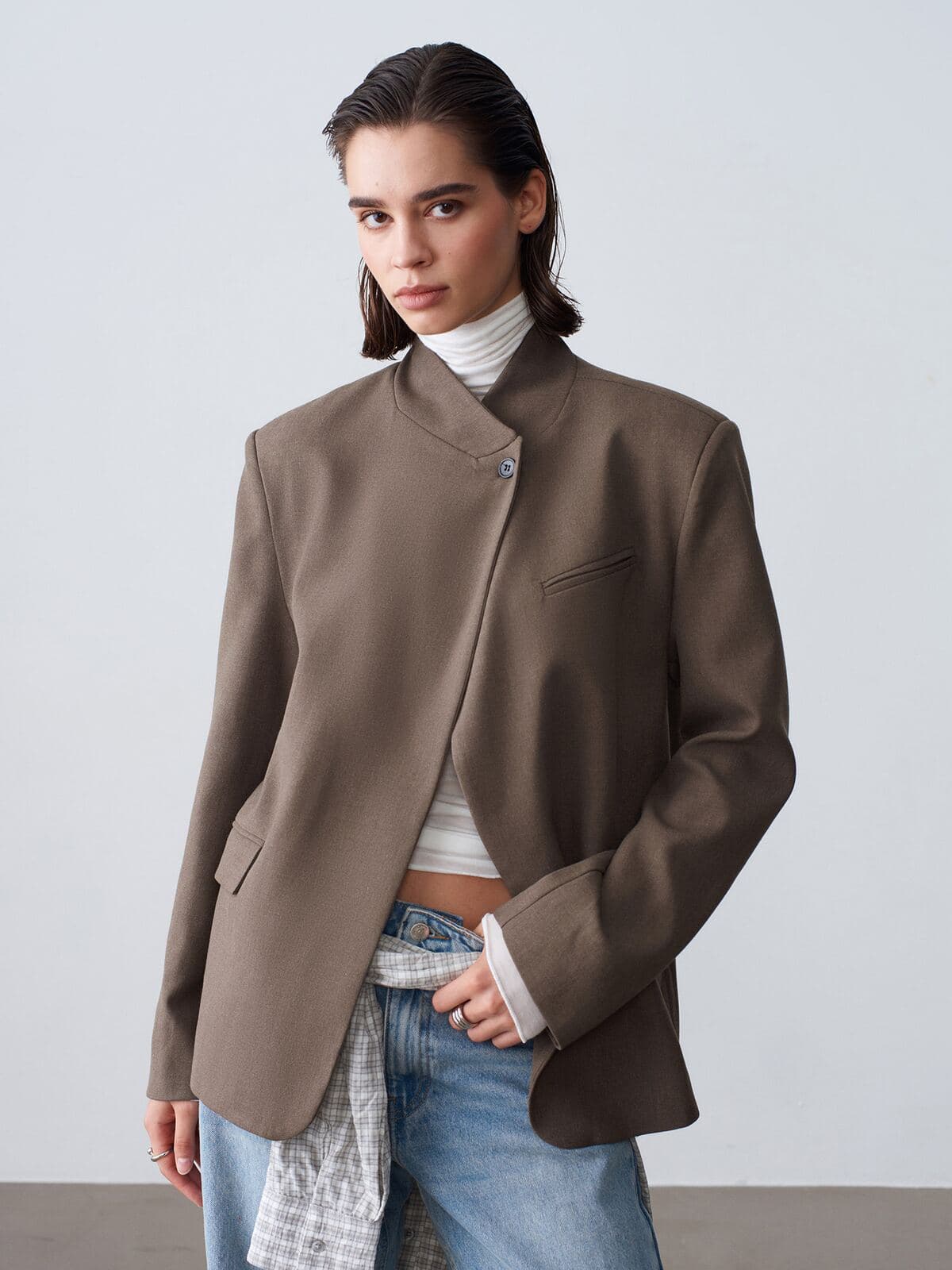Asimetrik Kapamalı Oversize Blazer 2