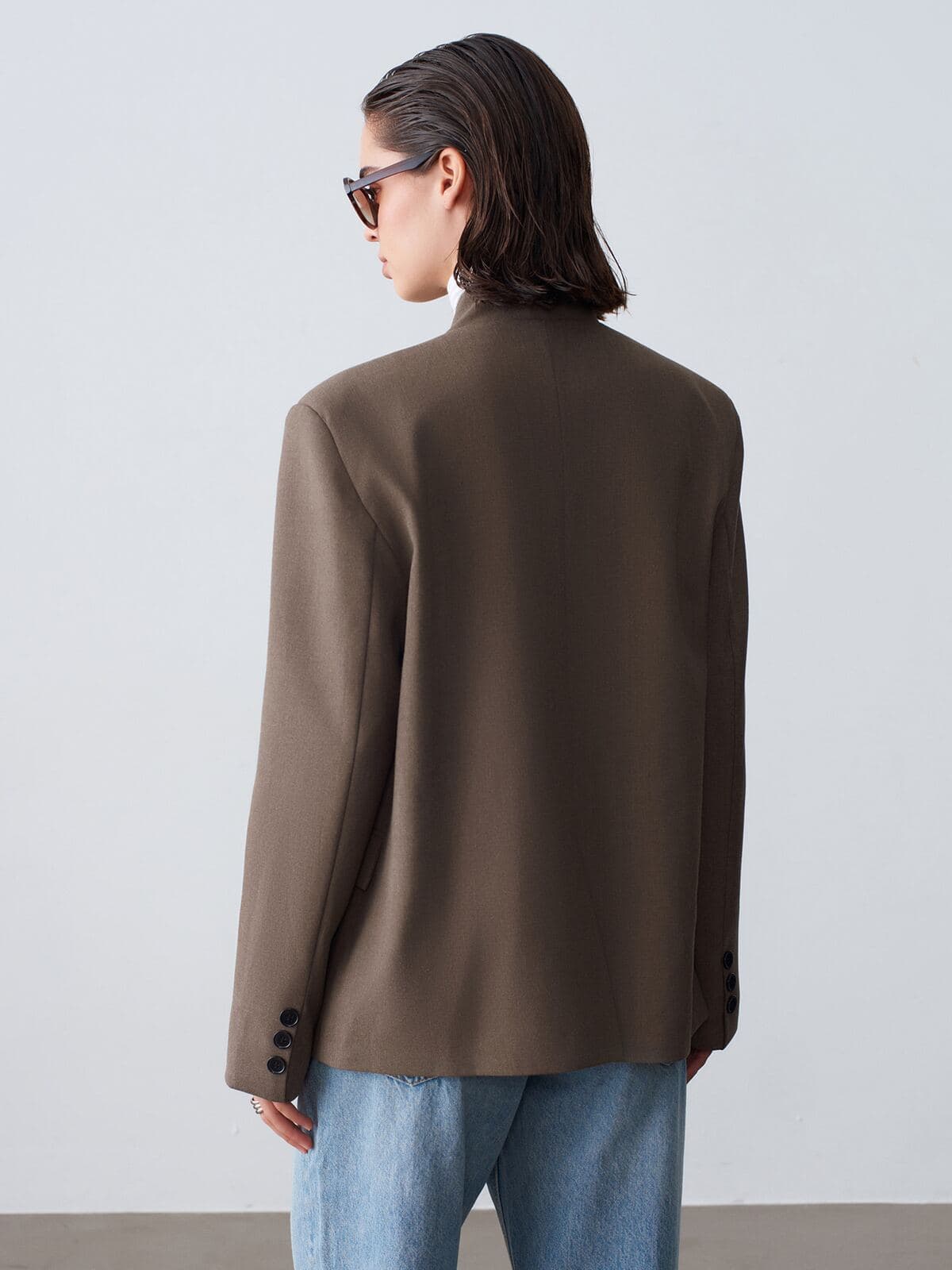 Asimetrik Kapamalı Oversize Blazer 4